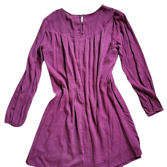 Blue Rain‎ Boho Maroon Dress Embroidered Burgundy Dress XS - Picture 3 of 4